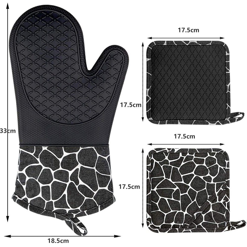 Tian Dee Topfhandschuhe Ofenhandschuh, Topfhandschuhe Hitzebeständige1 Paar und 2 Topflappen