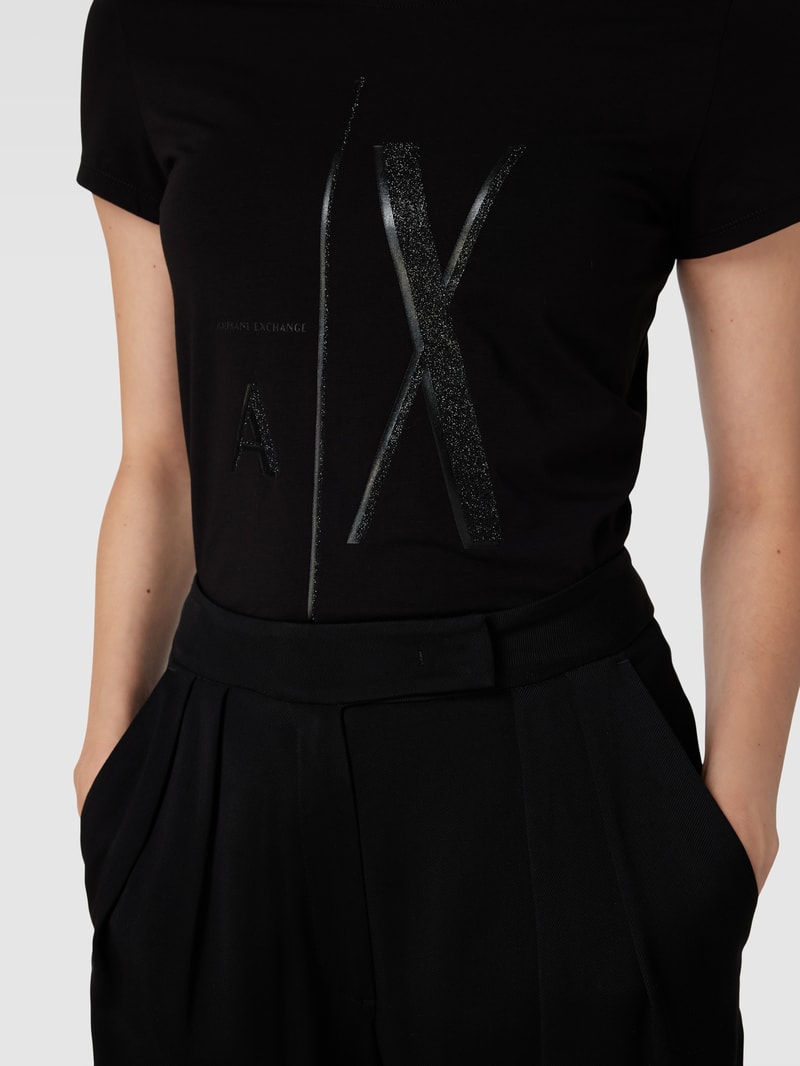 T-Shirt mit Statement-Print in schwarz