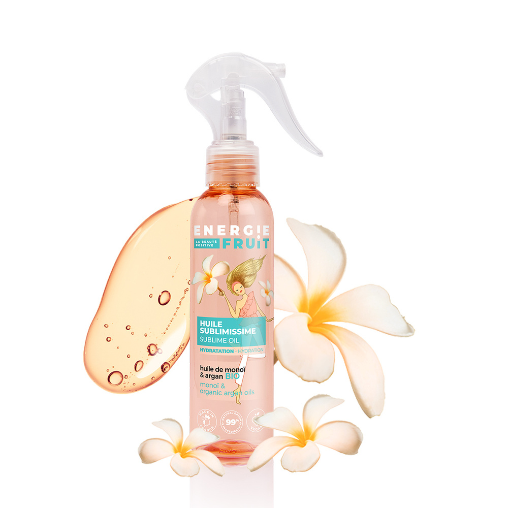energie fruit MONOI & HUILE D'ARGAN BIO | CHEVEUX ABIMES Huile capillaire sans silicone