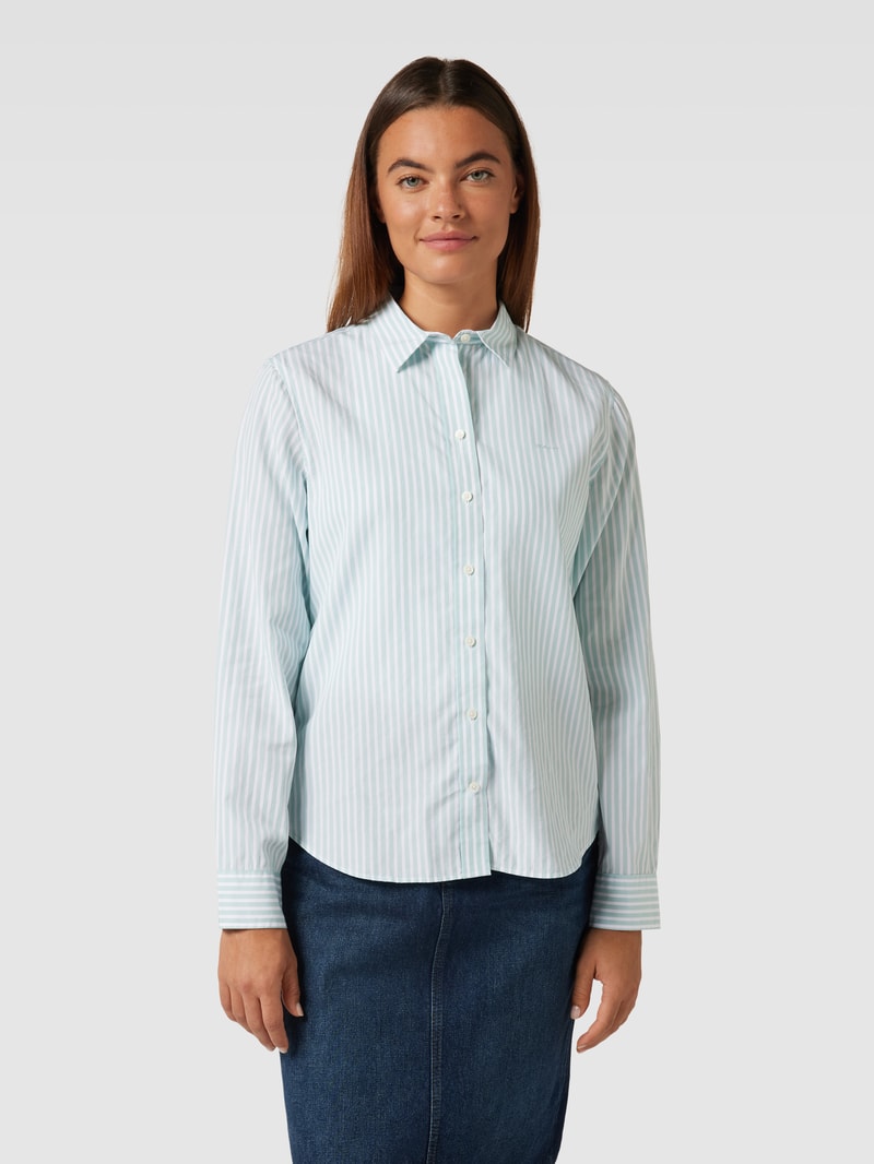 Bluse mit Streifenmuster Modell 'REG POPELINE' in aqua blau