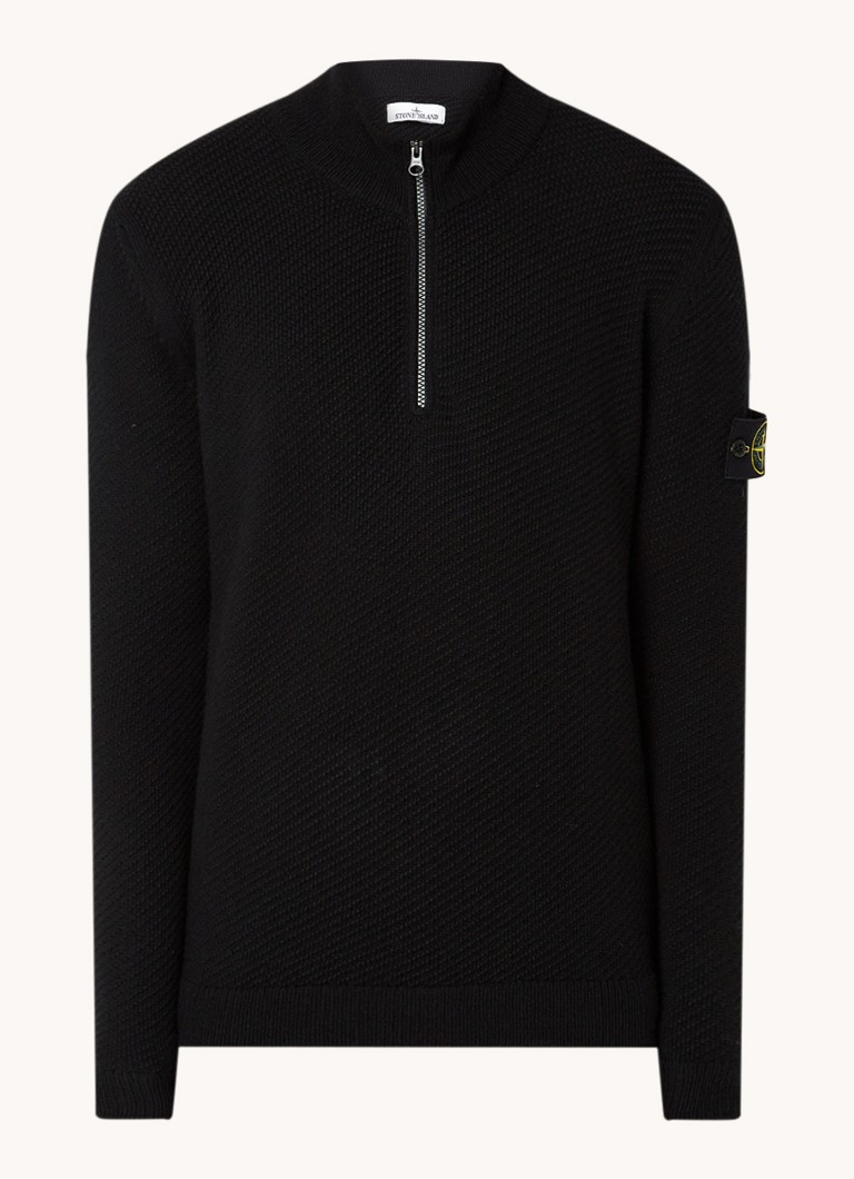 Stone Island 548B6 fine-knit virgin wool sweater with half zip