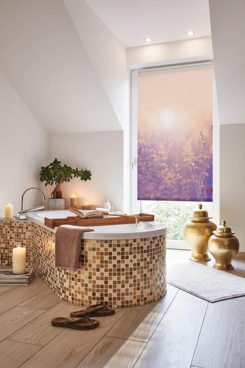 Lichtblick Rollo Klemmfix, ohne Bohren, blickdicht, Sommerabend - Orange, 80 x 150 cm (B x L)