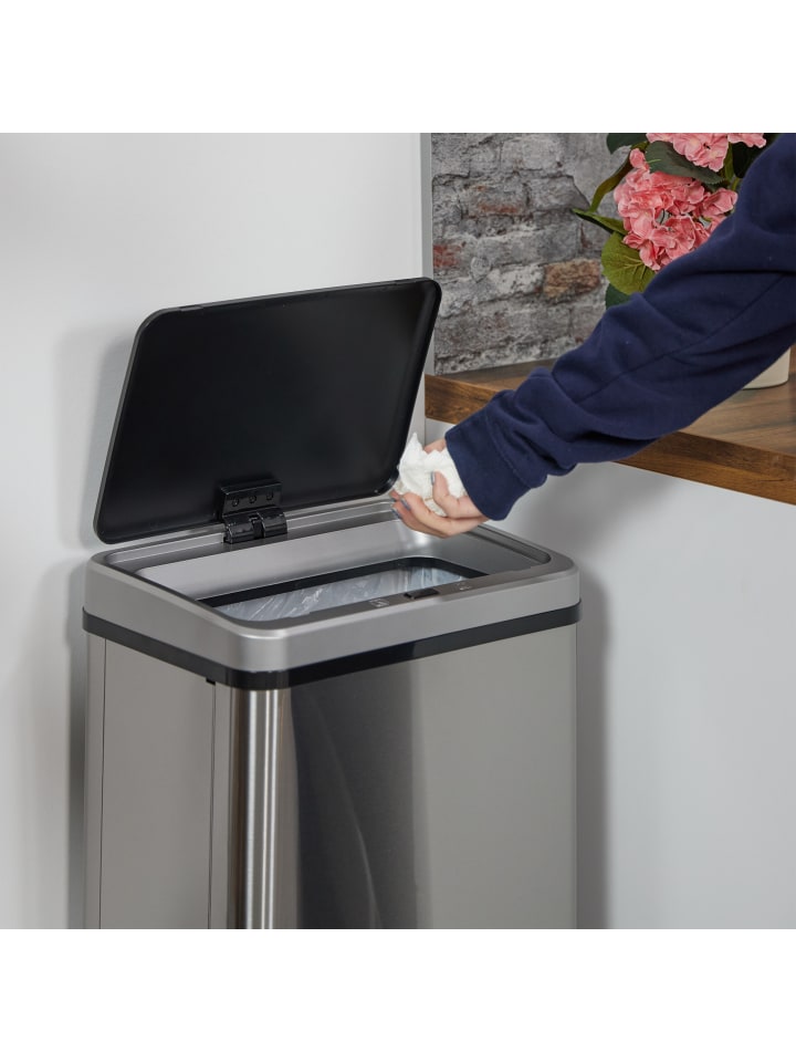 relaxdays Mülleimer mit Sensor in Silber - 40 Liter günstig kaufen onesize
