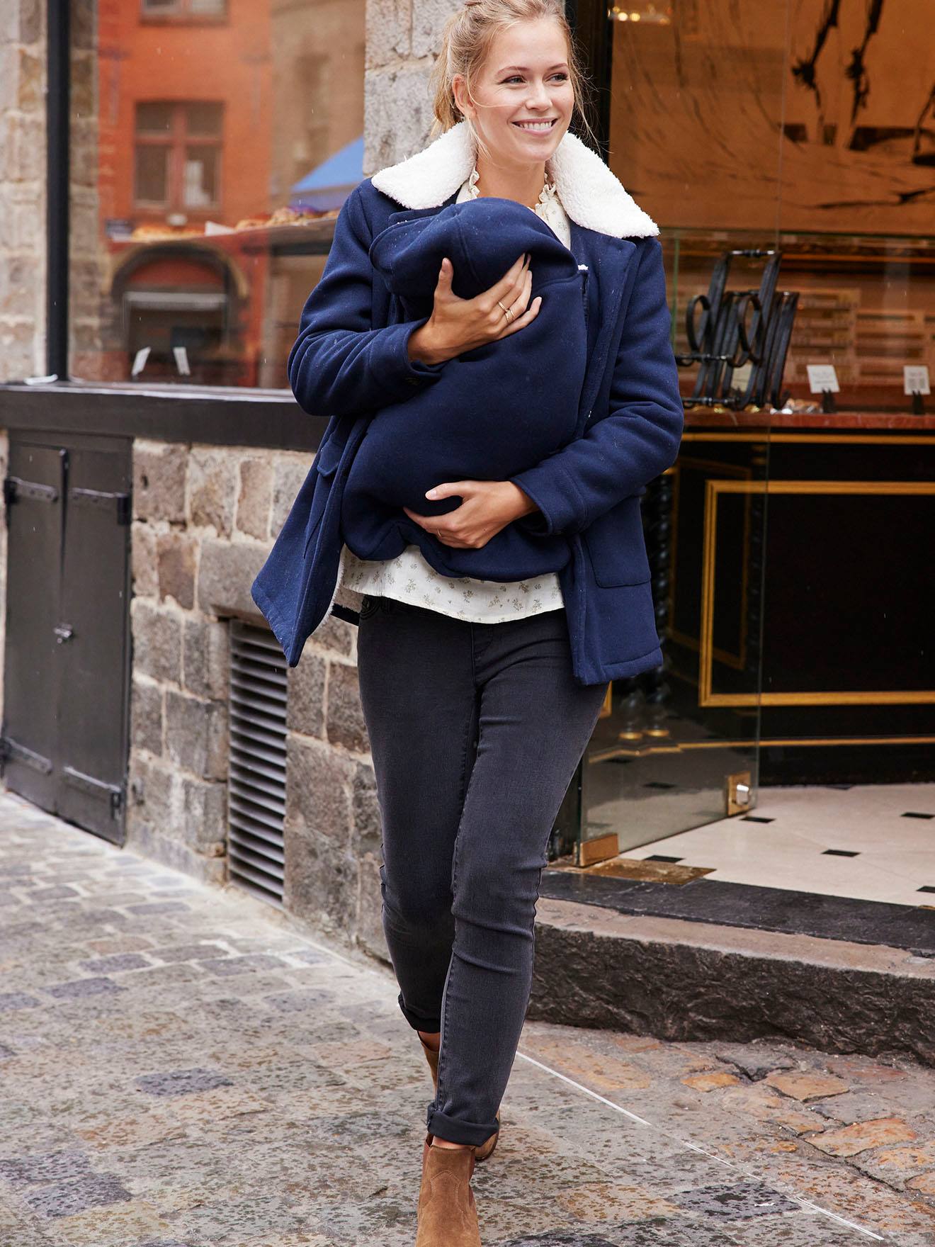 Vertbaudet Warme Tragejacke mit Recycling-Polyester, Schwangerschaft & Stillzeit - nachtblau