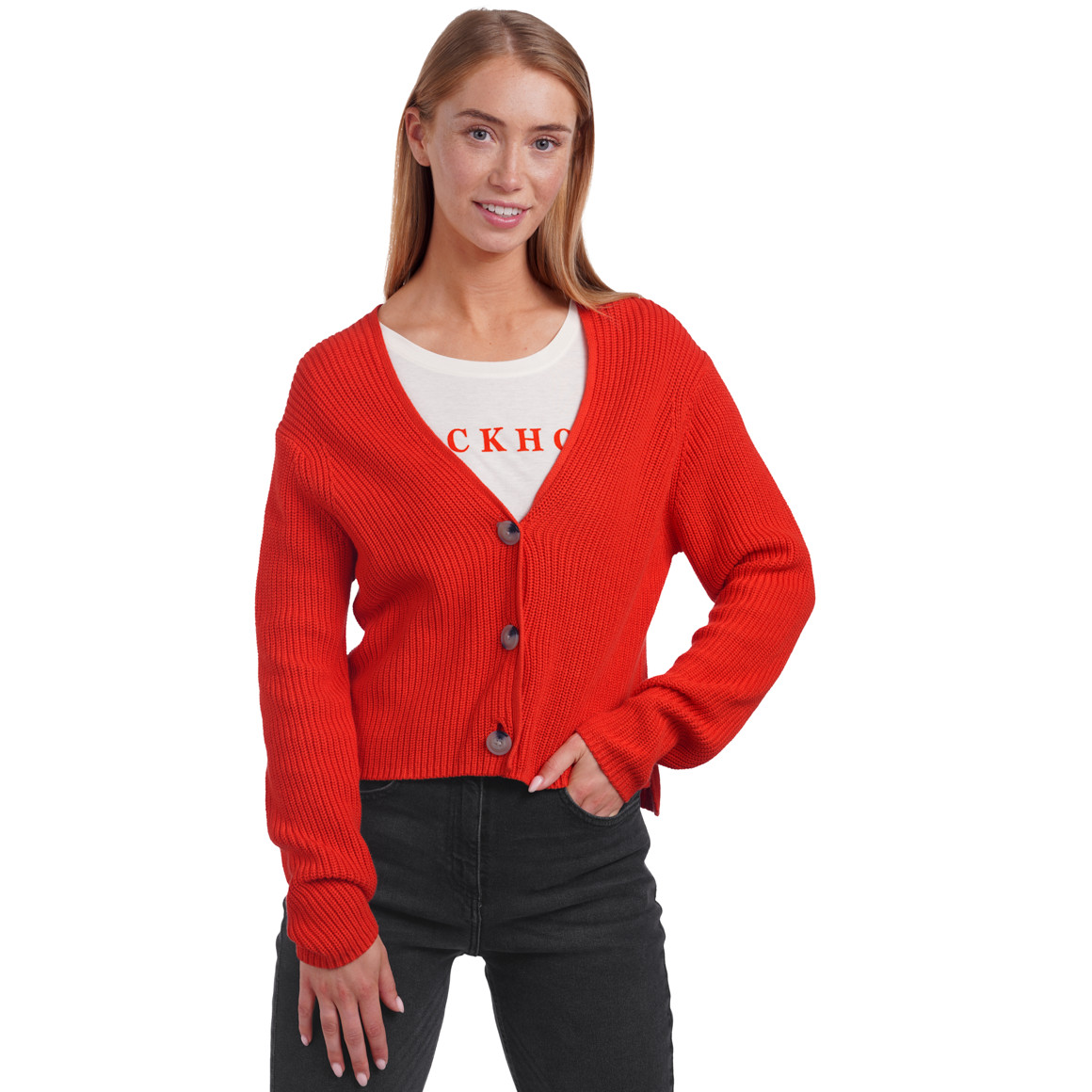 Damen Strickjacke aus Rippstrick