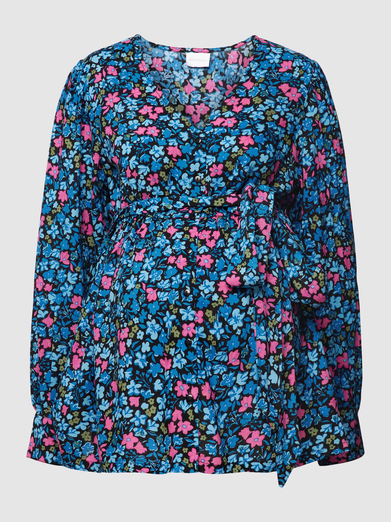 Umstands-Bluse mit floralem Muster in dunkelblau