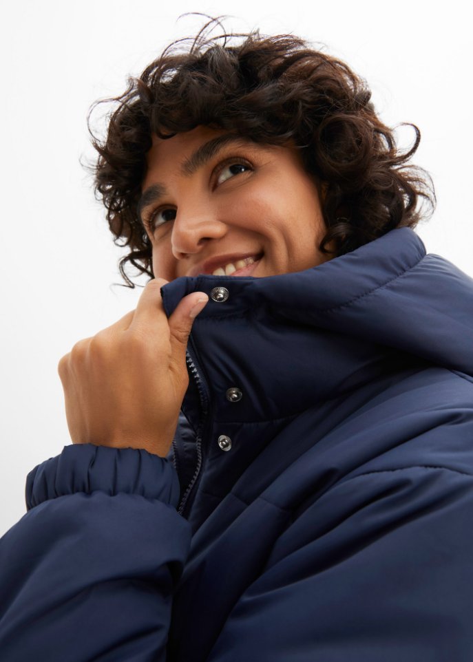 Verkürzte Steppjacke mit Kapuze und Taillenregulierung