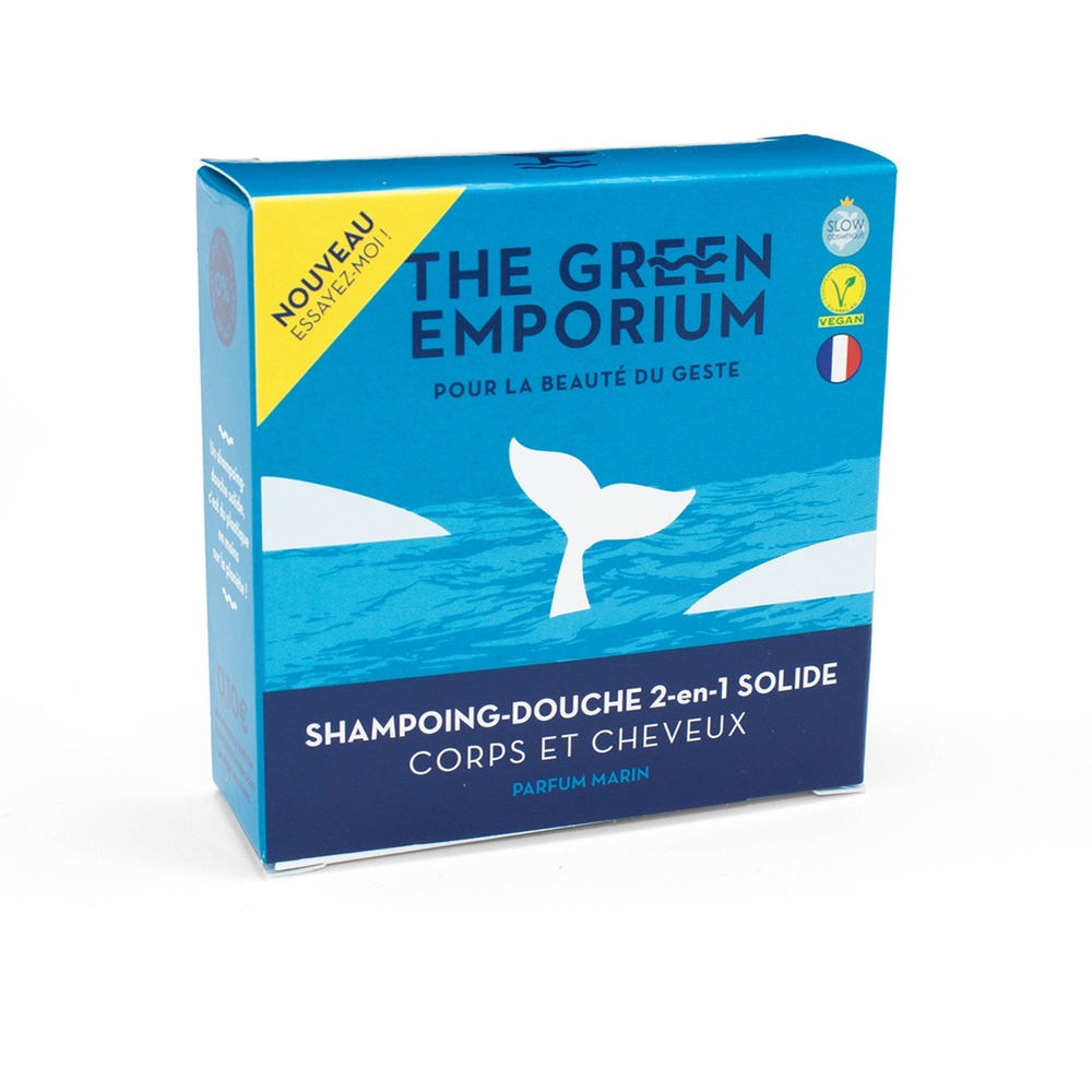 the green emporium SOLIDE 2 en 1 MARIN 85 ml shampoing douche