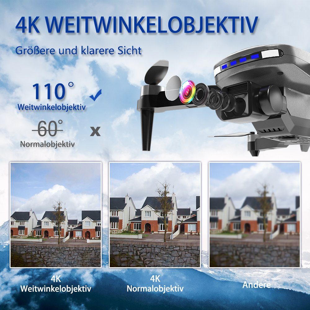 TizzyToy Bürstenloser Motor Drohne,App-Steuerung,Kinder, Geschenke, Spielzeug Spielzeug-Drohne (4K-Kamera, Luftdruck-Höheneinstellung, LED-Beleuchtung, Ersatzzubehör können bei otto erworben werden, Hochleistungsmotor, Lüfterblatt, Drohne für Erwachs