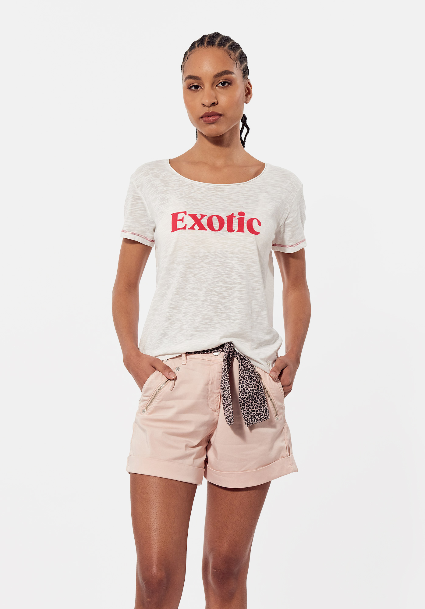 KOX    T-shirt blanc chiné femme