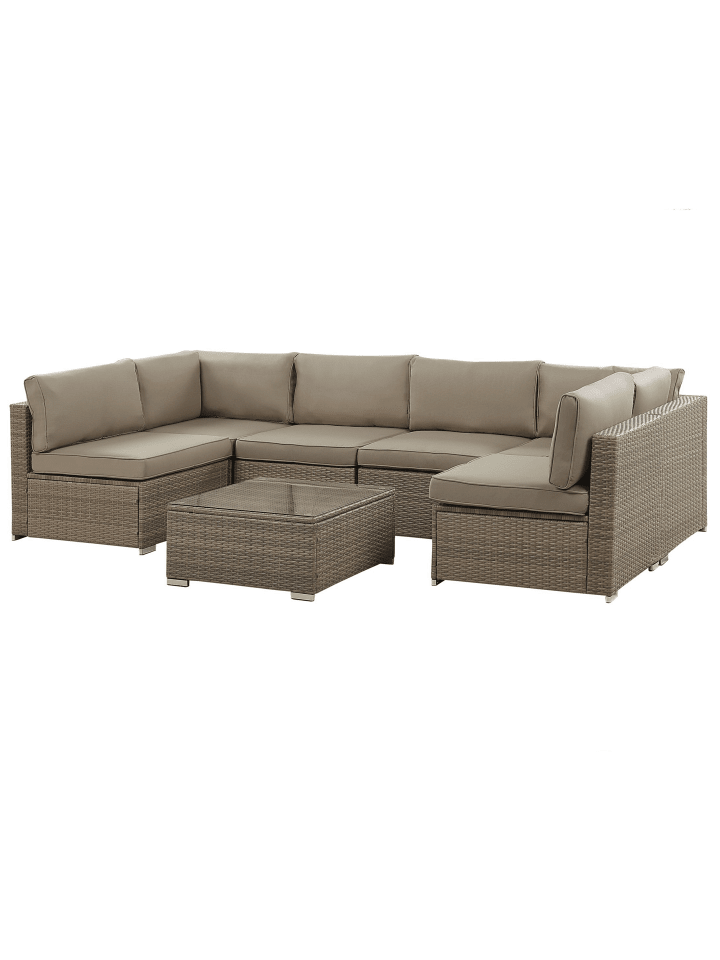 Beliani 7-tlg Lounge Set BELVEDERE in Braun günstig kaufen onesize