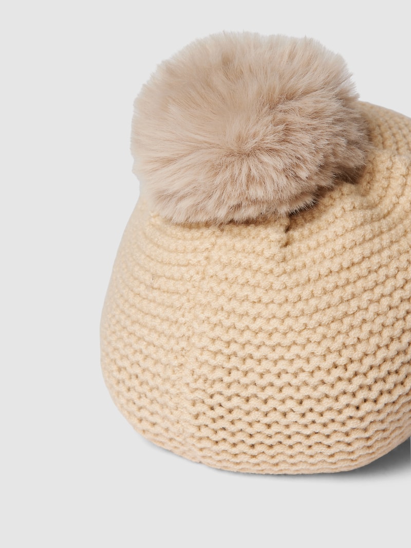 Schirmmütze mit Bommel in beige meliert