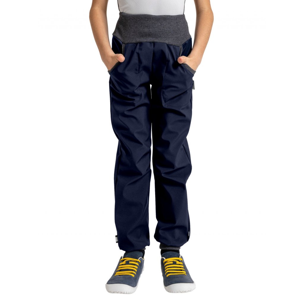 Unuo Kinder-Softshellhose mit Fleece Street Blau-Schwarz