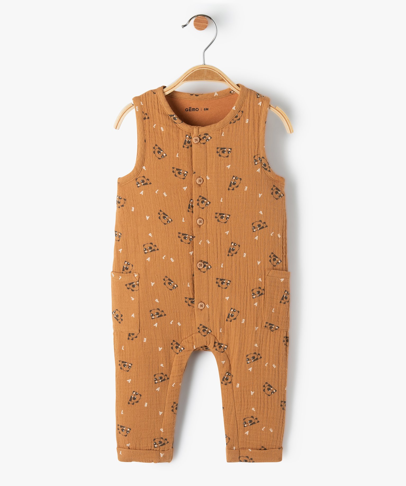Combinaison bébé en double gaze marron | GEMO