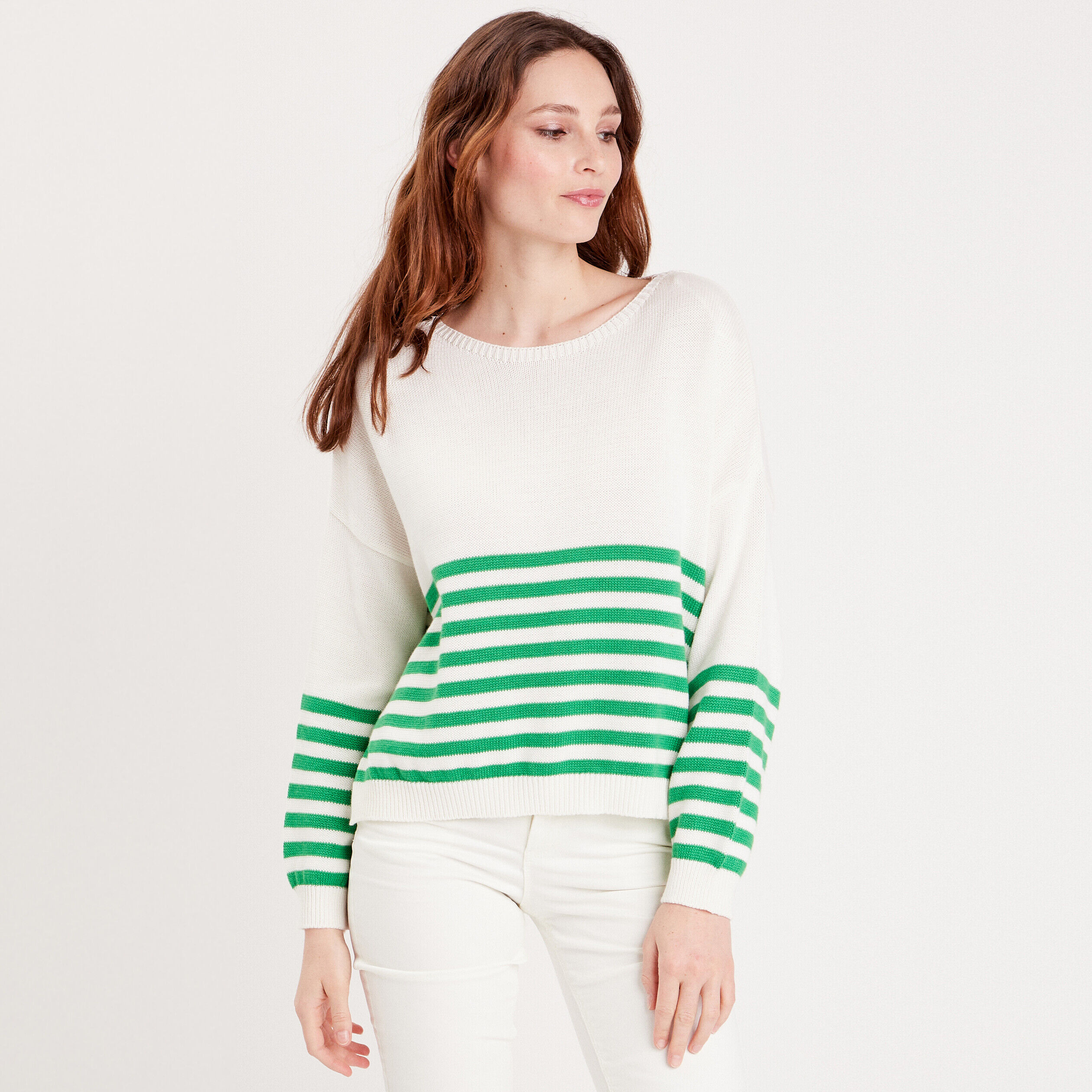 Pull manches longues vert femme | Cache Cache