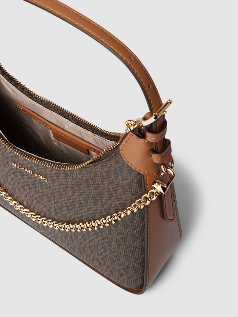 Handtasche mit Allover-Logo in mittelbraun