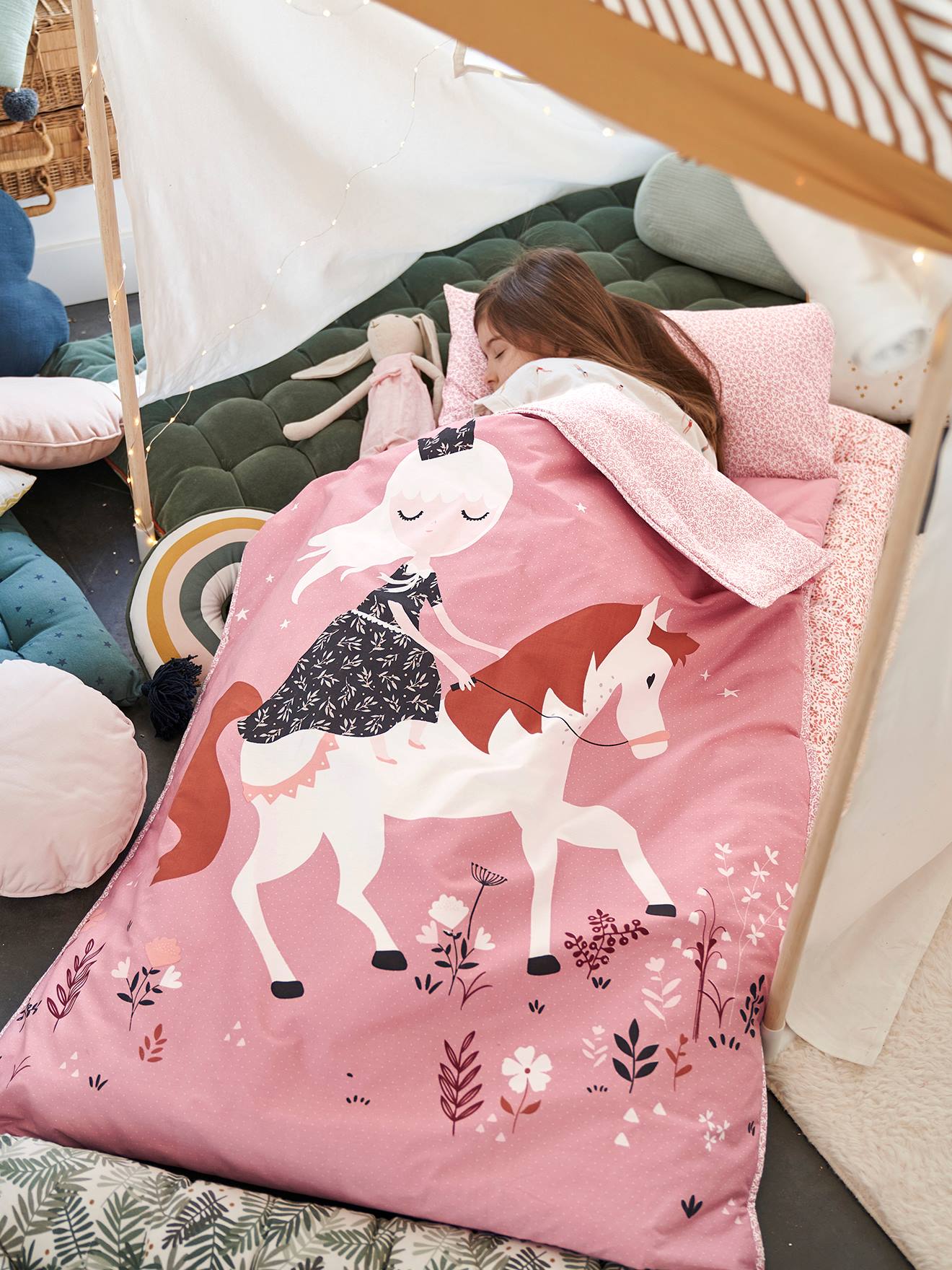 Couchage de sieste maternelle MINILI PRINCESSE NATURE personnalisable rose