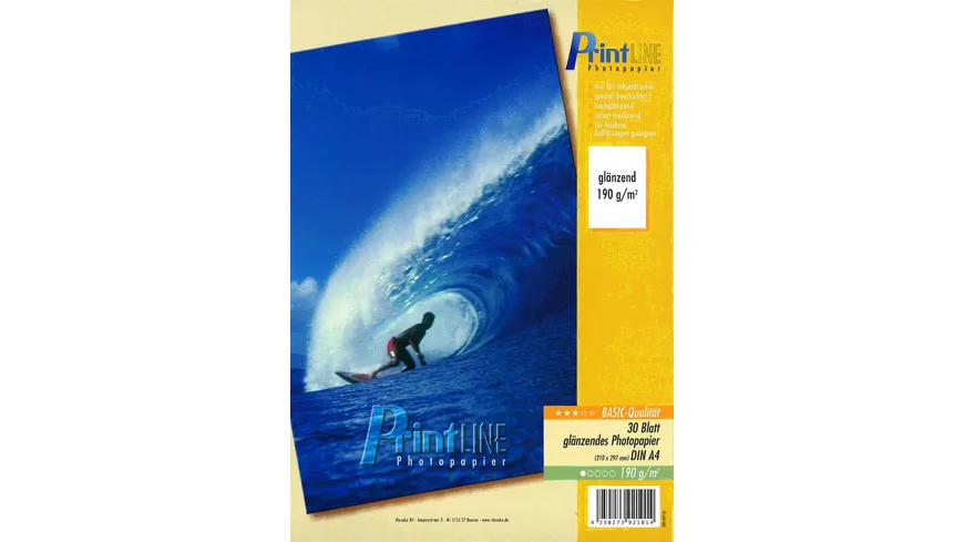 PrintLINE Photopapier A4 glänzend für Inkjetdrucker 190g/m²