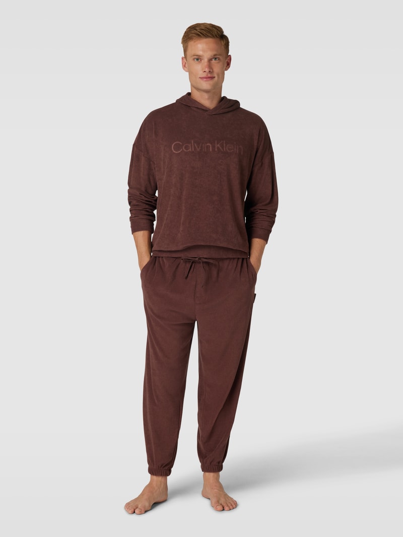 Hoodie aus Frottee Modell 'COZY LOUNGE' in mittelbraun