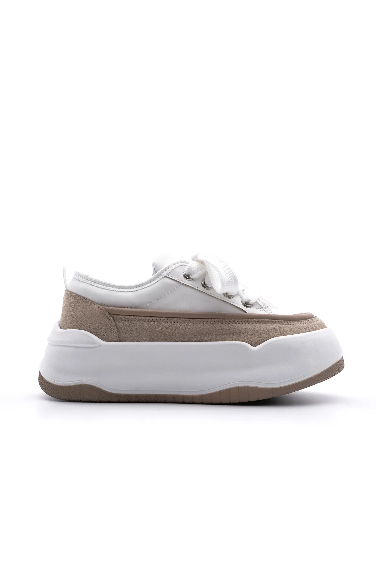 Marjin  Damen Sneaker Schnürer Dicke Sohle Sportschuhe Aresva Beige