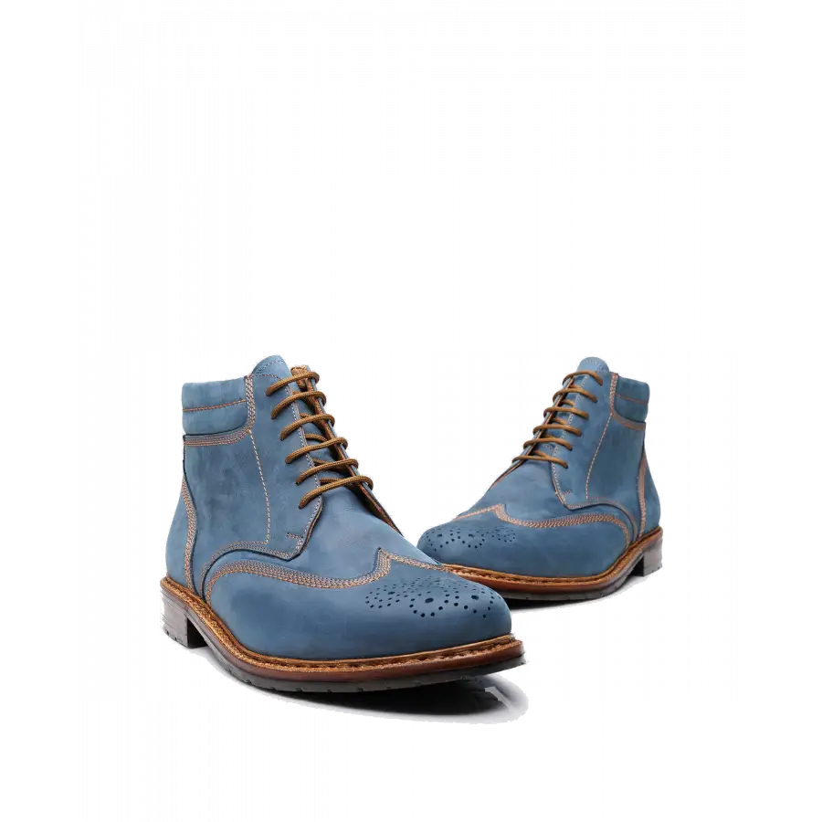 Heinrich Dinkelacker - Stiefel JANOSH K FULL-BROGUE H Nubukleder - blau