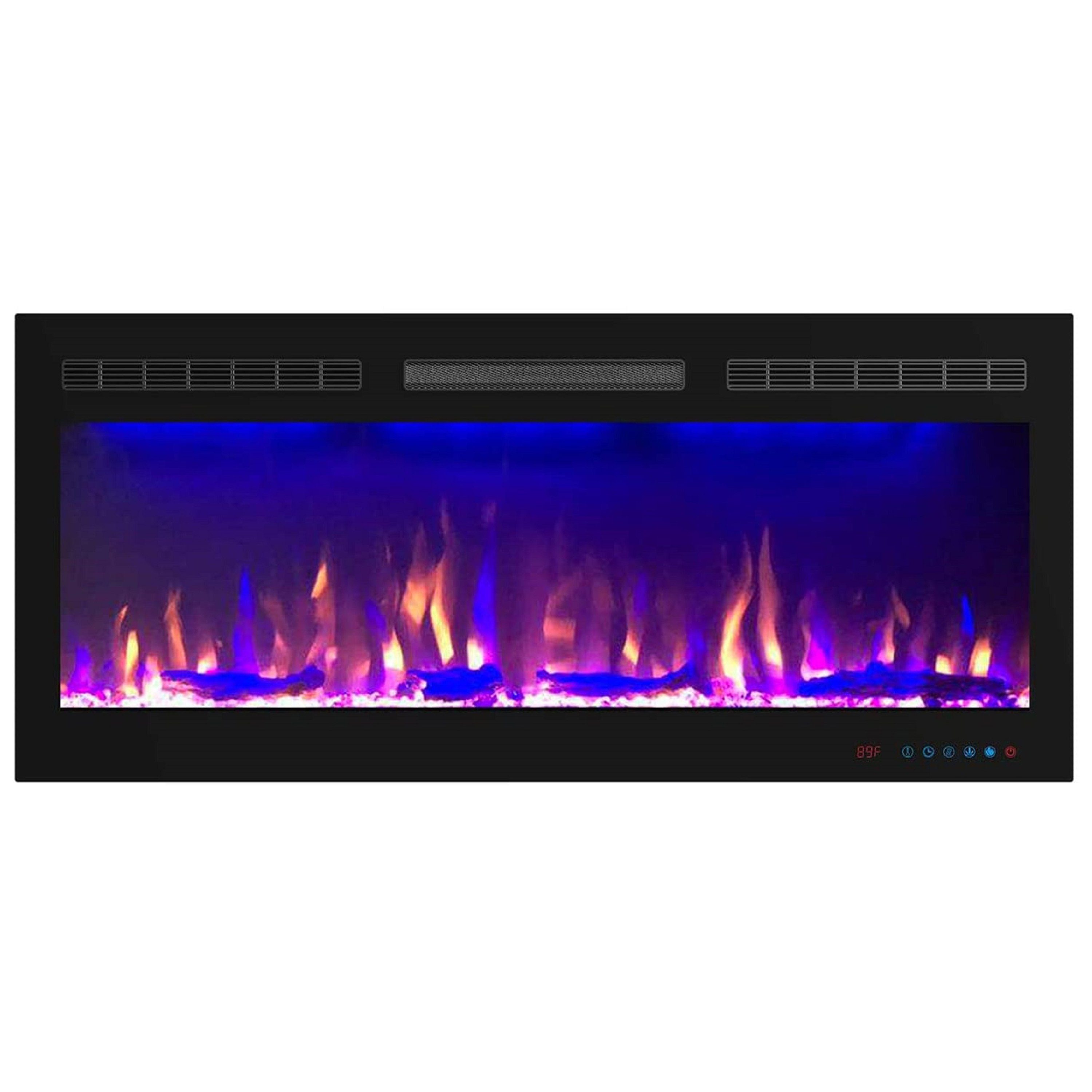Kaminlicht Elektrokamin Marly 40 Elektrokamin Wandkamin elektrisch mit Heizung, Einbaukamin, Elektrischer Kamin mit Fernbedienung, Timer, 3D Flammenspiel, LED Feuer