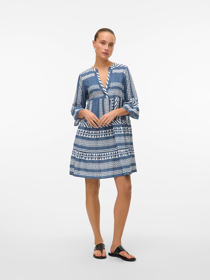 Vero Moda Kleid in Blau/ Weiß günstig kaufen