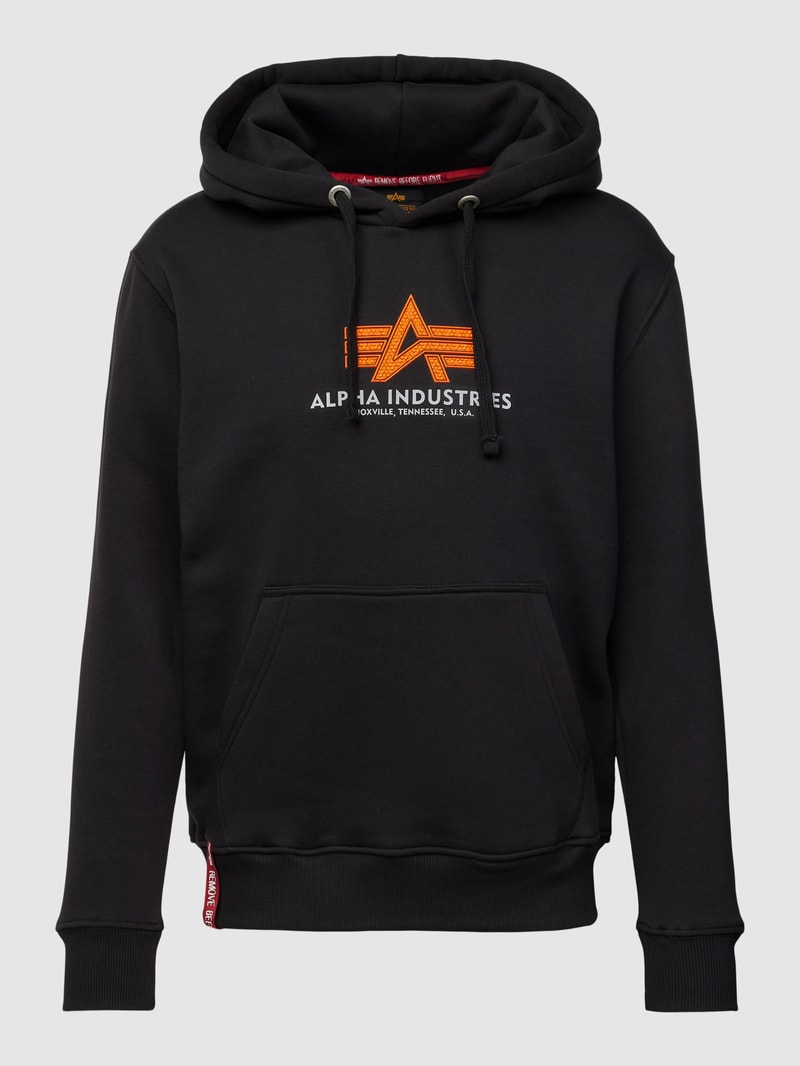 Hoodie mit Label-Print in schwarz