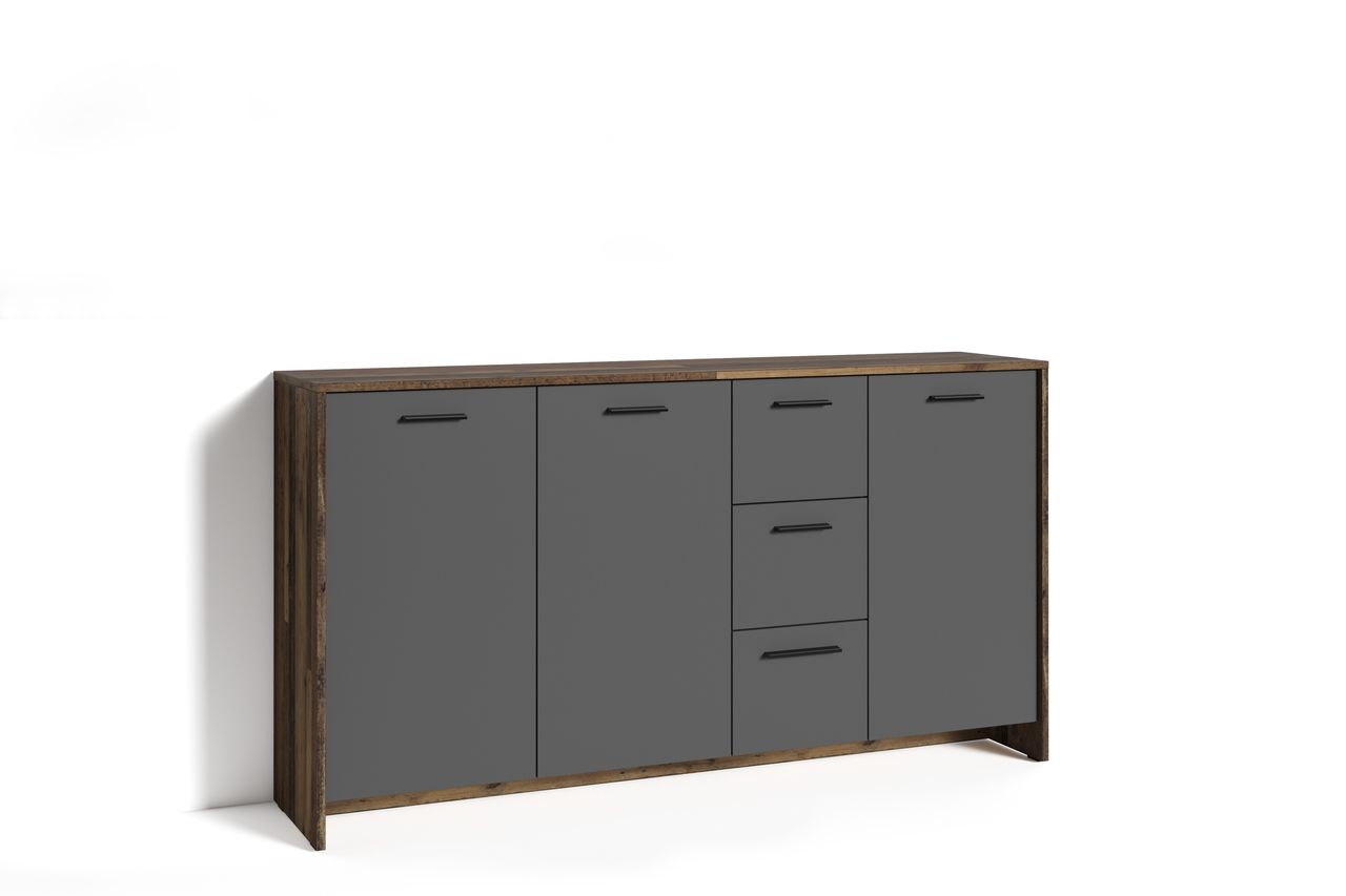 byLiving BEN Sideboard, Breite 153 cm, Old-Wood-Optik, anthrazit