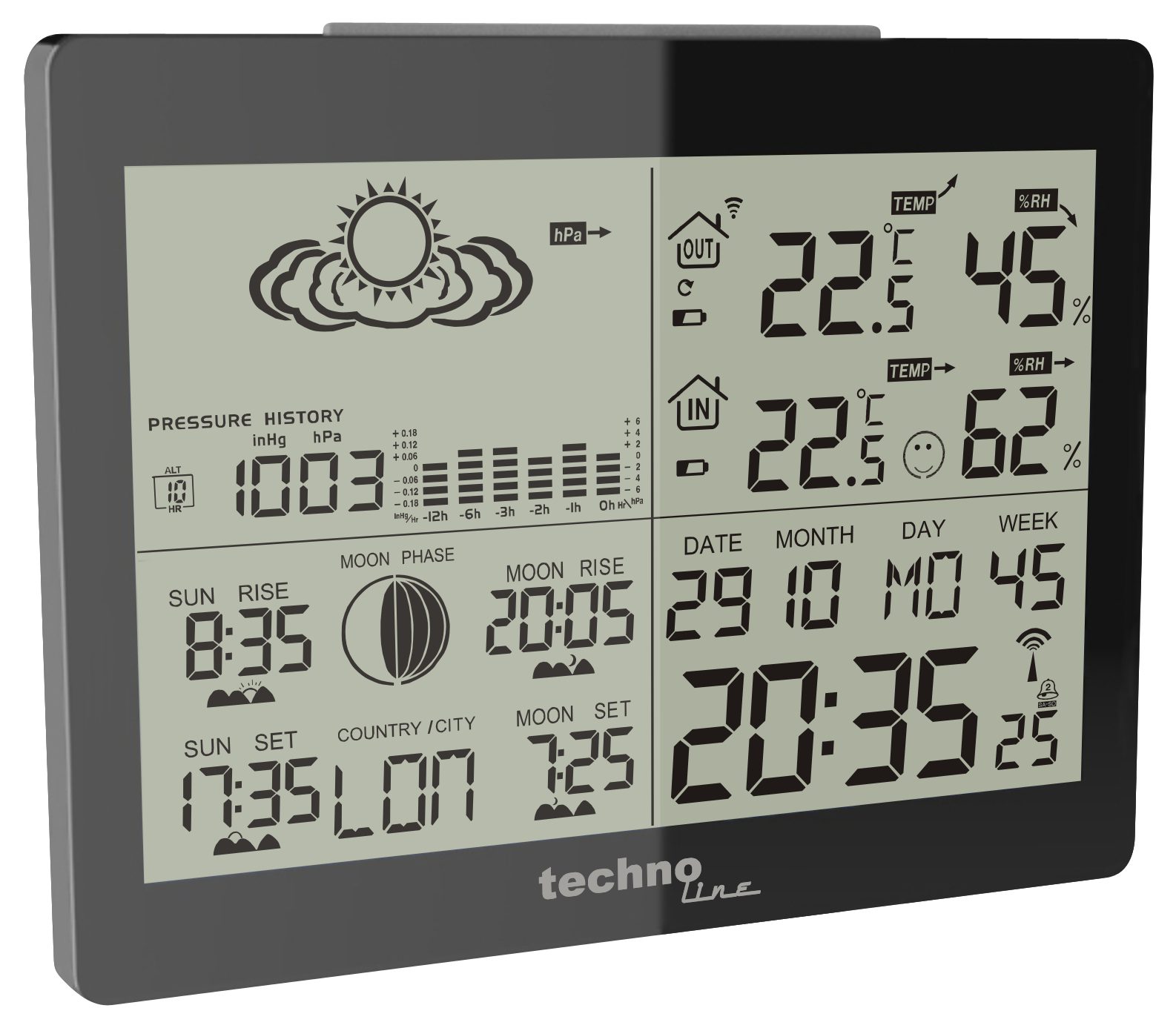 technoline WS 6760 Wetterstation (inklusive Außensender, übersichtliche Anzeige mit mehreren Info auf einen Blick)