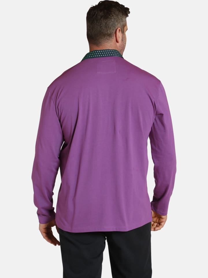 Charles Colby Langarm-Poloshirt EARL WYETT in pink günstig kaufen XXL