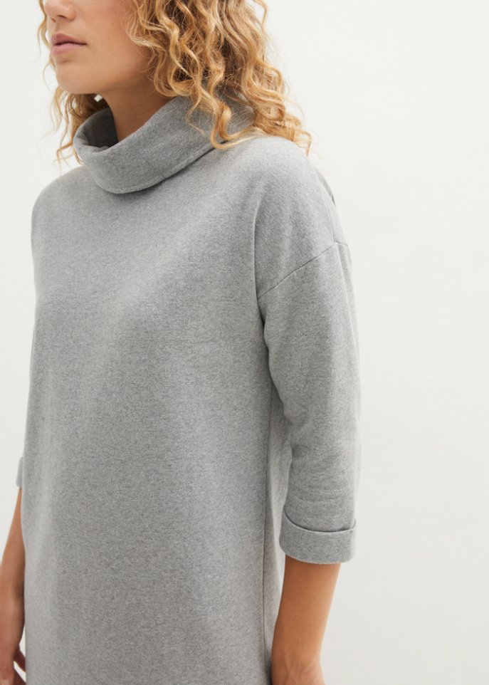 Sweatkleid mit weitem Kragen