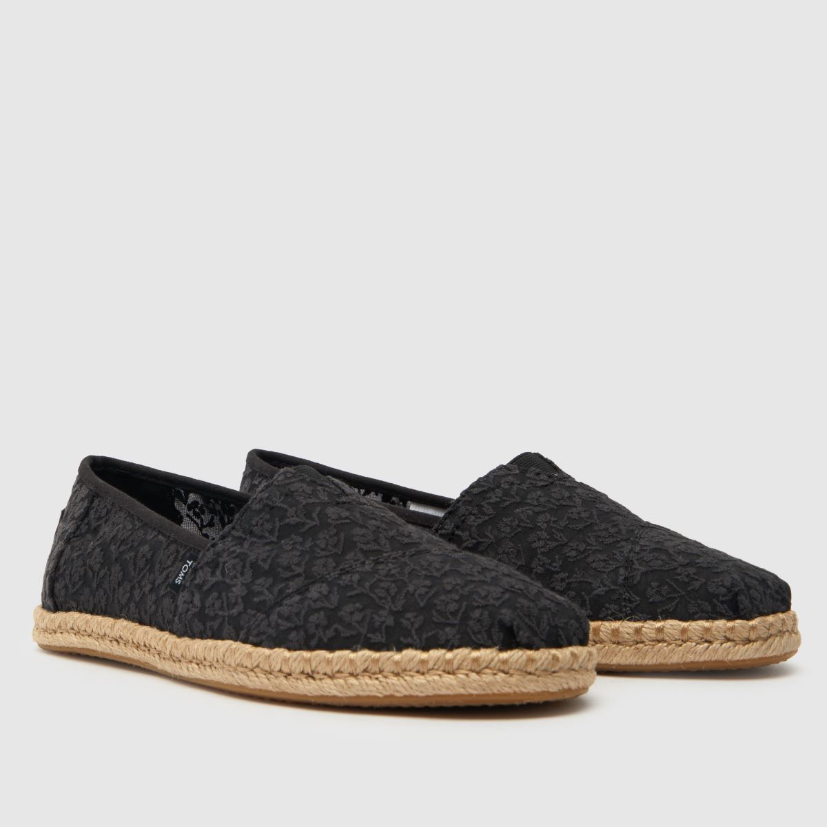 TOMS – Alpargata – Svarta blommiga espadriller med platta skor