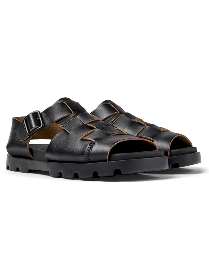 Camper Leder-Sandalen in Schwarz günstig kaufen