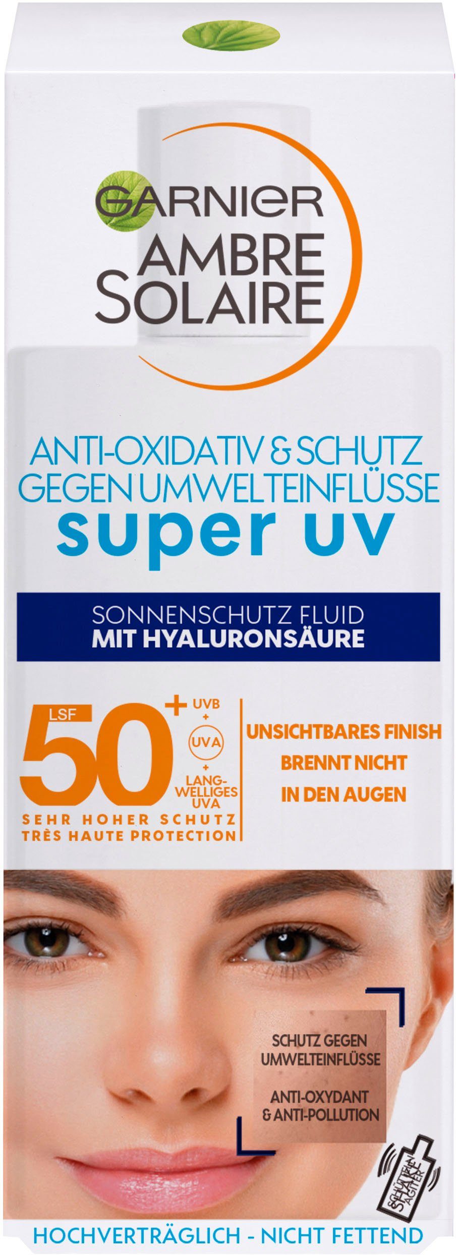 GARNIER Sonnenschutzfluid Ambre Solaire Sensitive expert+, mit Hyaluronsäure LSF 50