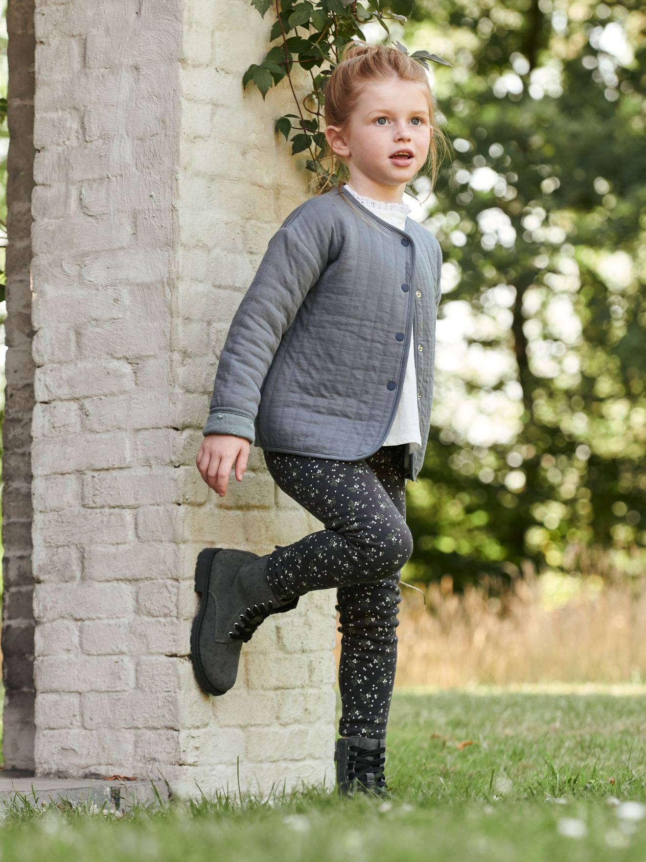 Gilet quilté réversible fille gris ardoise