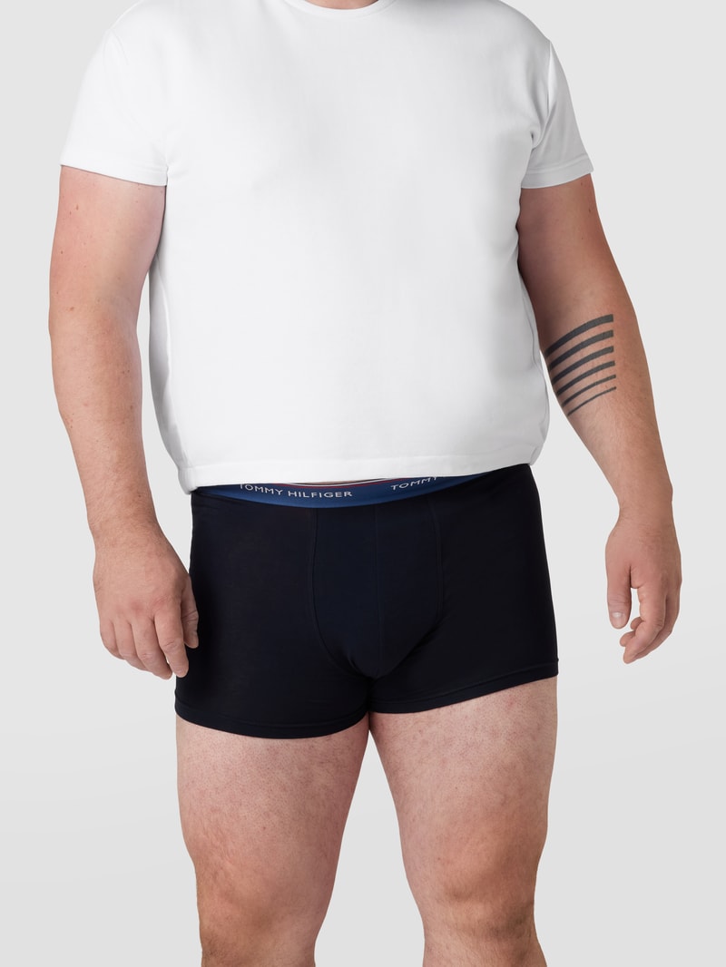 PLUS SIZE Trunks mit Label-Schriftzug im 3er-Pack in dunkelblau