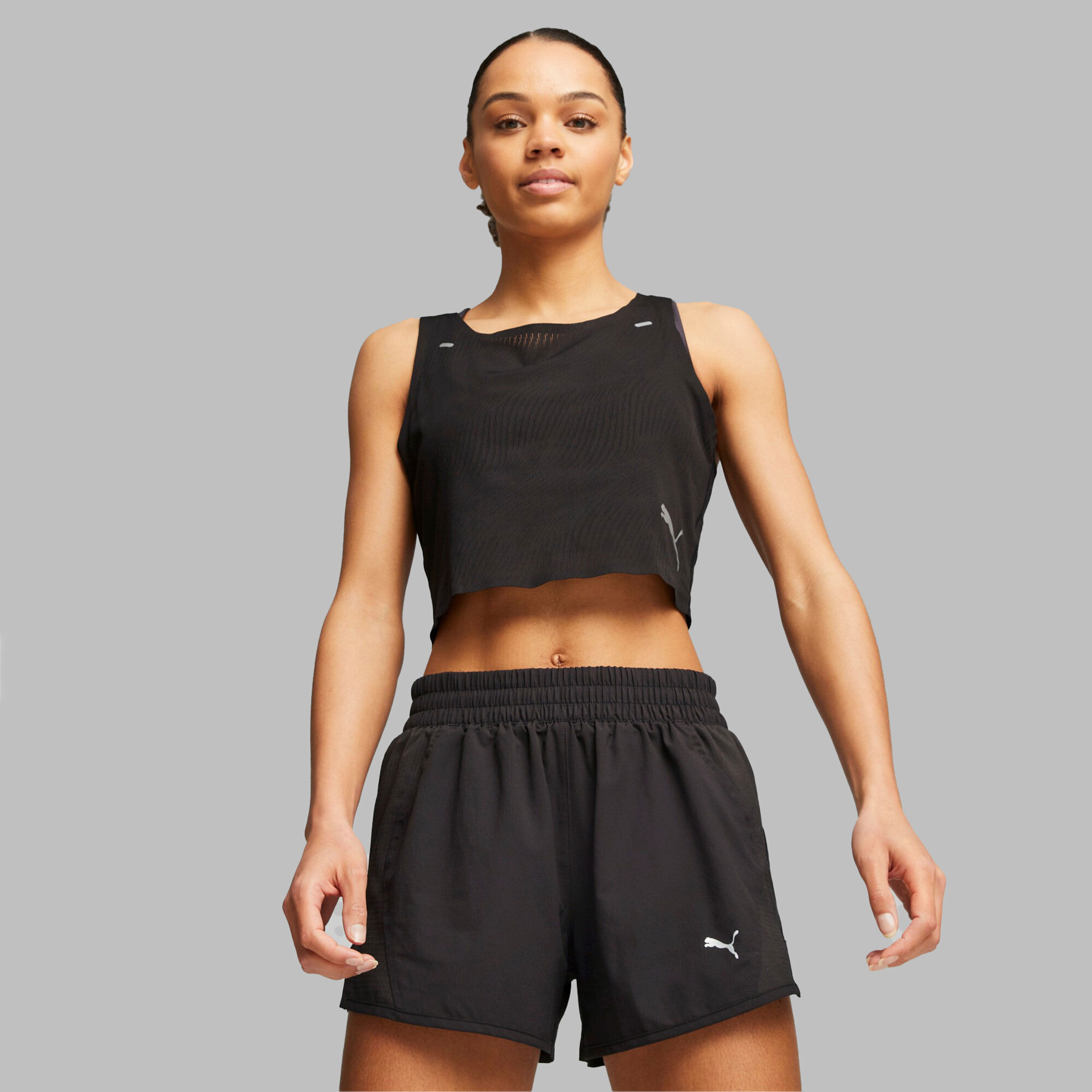 Run Ultraspun Crop Tank-Top Damen - Schwarz