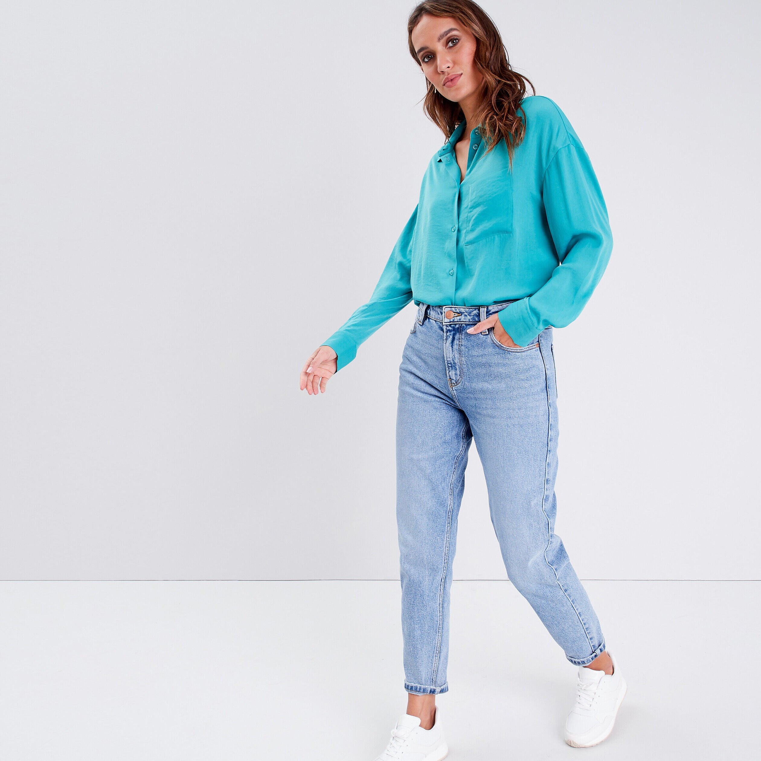 Jeans mom délavé denim double stone femme | Cache Cache
