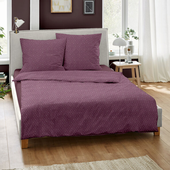 Bettwäsche Jacquard-Feinbiber 200/220 + 2x80/80 cm, Wabe bordeaux