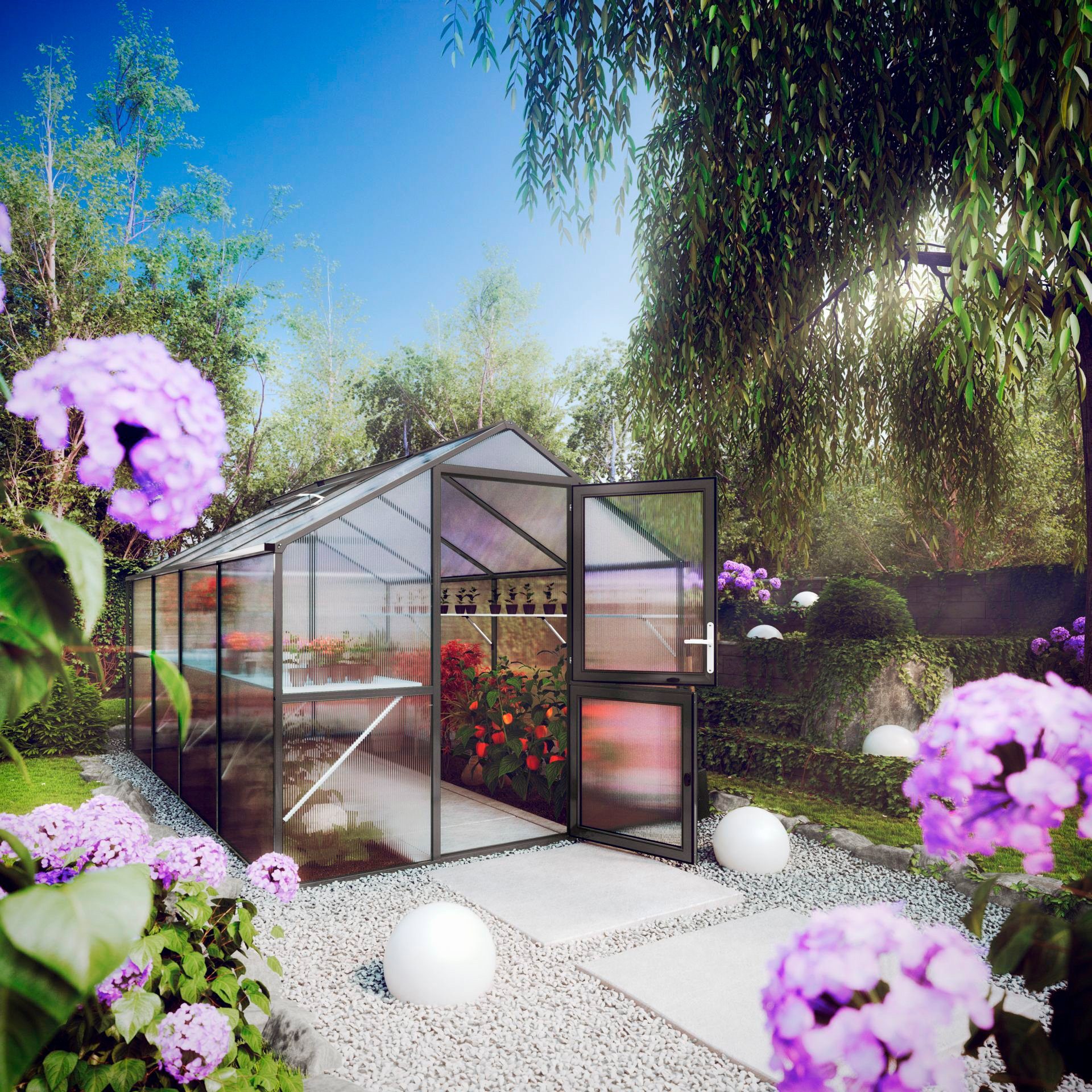 KGT Gewächshaus Rose IV, BxTxH: 233 x 429 x 215 cm, 10 mm Wandstärke