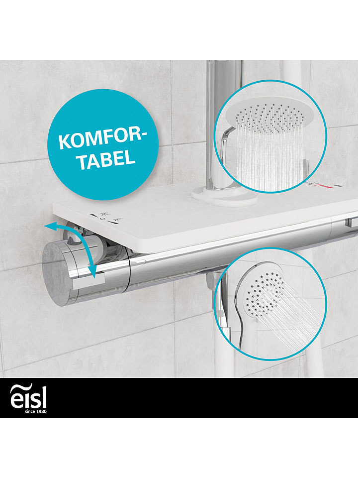 Schütte Überkopfbrauseset mit Thermostat-Armatur ''Grande Vita'' in Silber/ Weiß günstig kaufen onesize