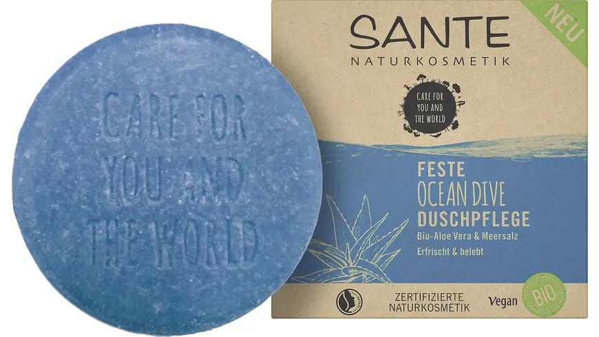 SANTE Feste OCEAN DIVE Duschpflege Bio-Aloe Vera & Meersalz 60 g