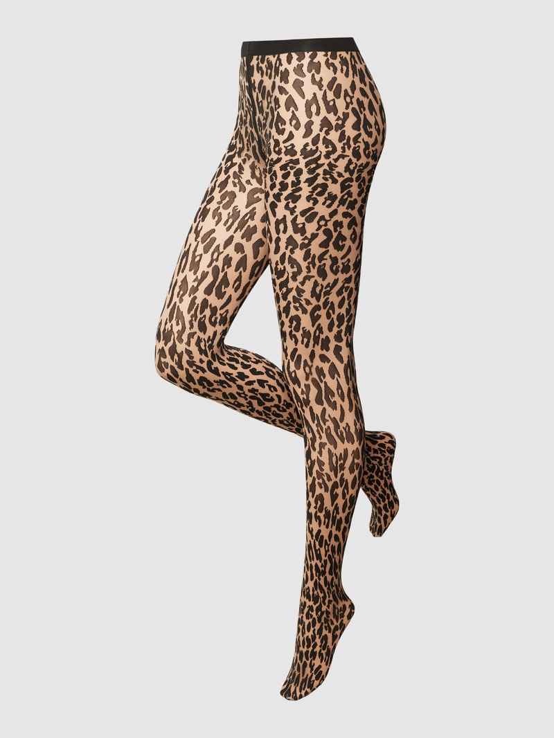 Strumpfhose mit Animal-Print Modell 'Josey' in beige