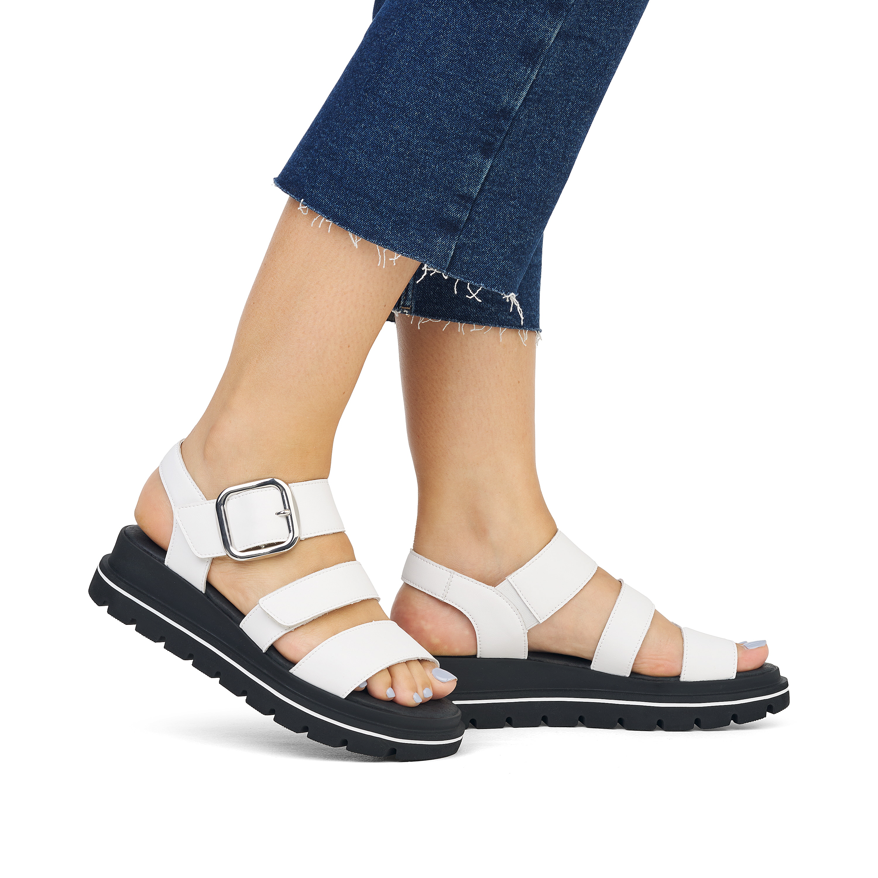 Rieker Damen Riemchensandalen pearl white