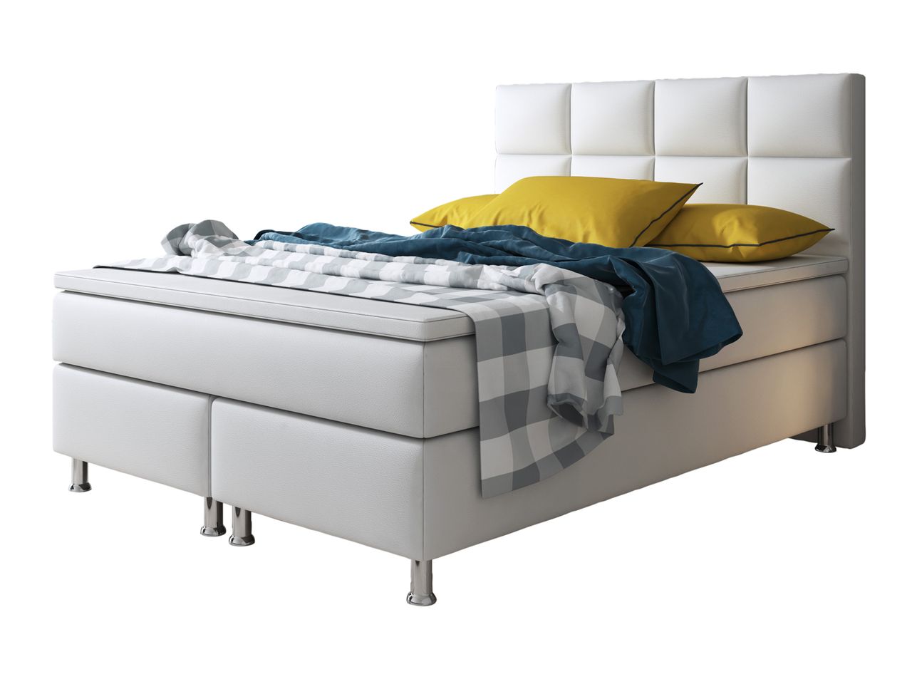 IHG Boxspringbett Miami 140x200 cm Kunstleder Weiß