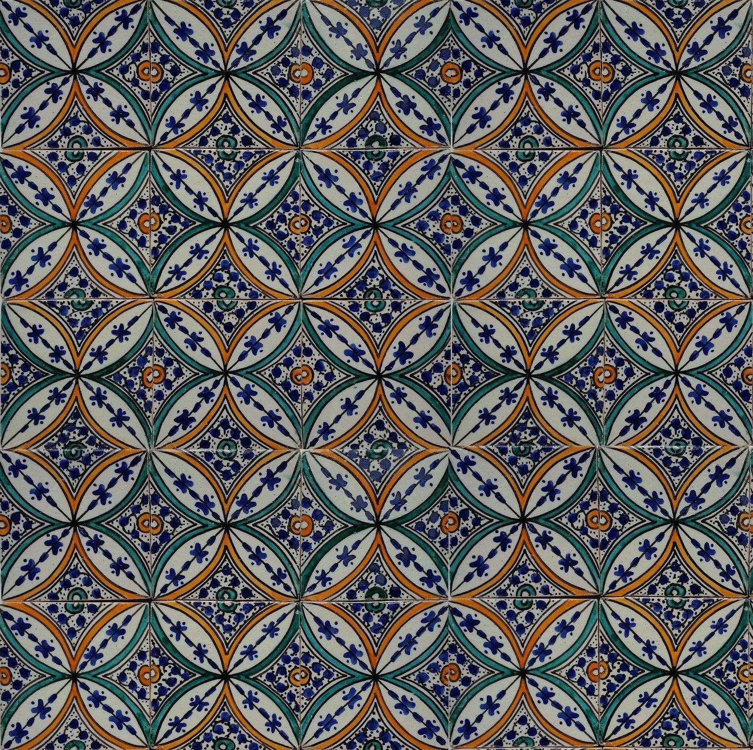 Casa Moro Wandfliese Marokkanische handbemalte Keramikfliese Saba 10x10 cm bunt, HBF8022, Mehrfarbig, Handgefertigt, Handbemalt