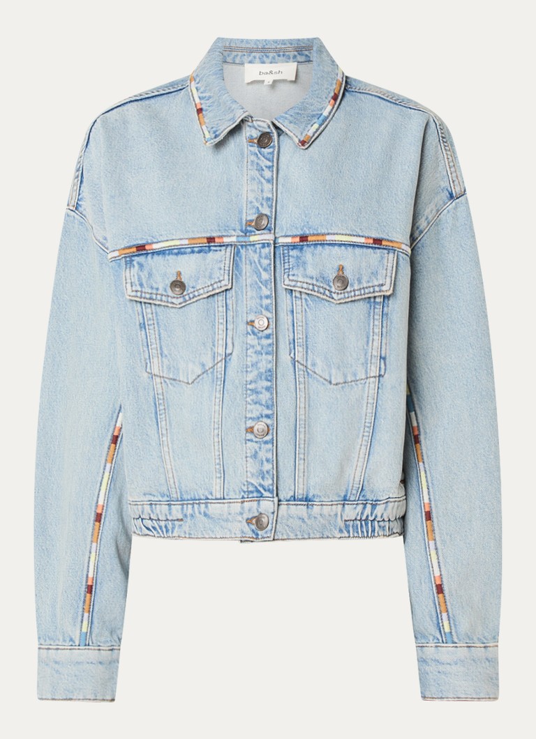 Jachetă din denim Ba&sh Fox cu broderie și buzunare laterale.