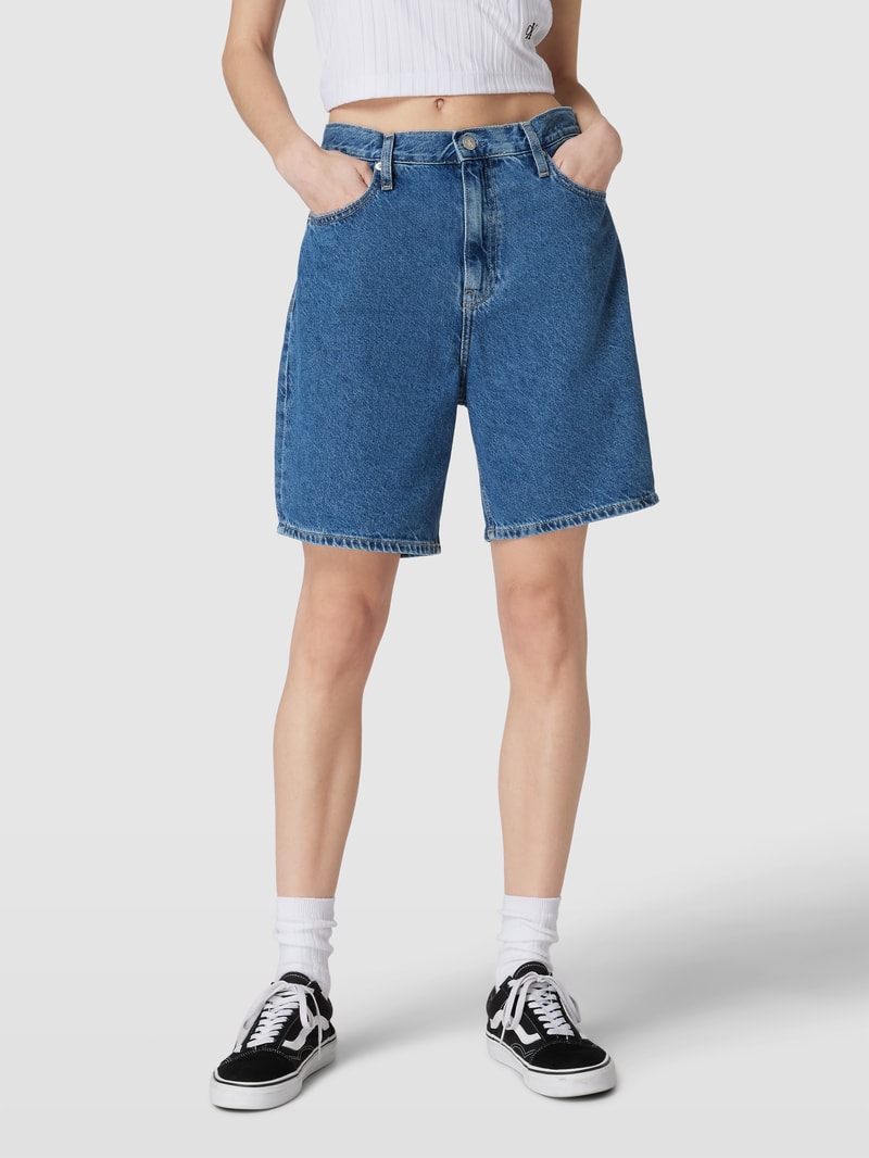 Jeansshorts aus reiner Baumwolle mit Label-Detail in jeans