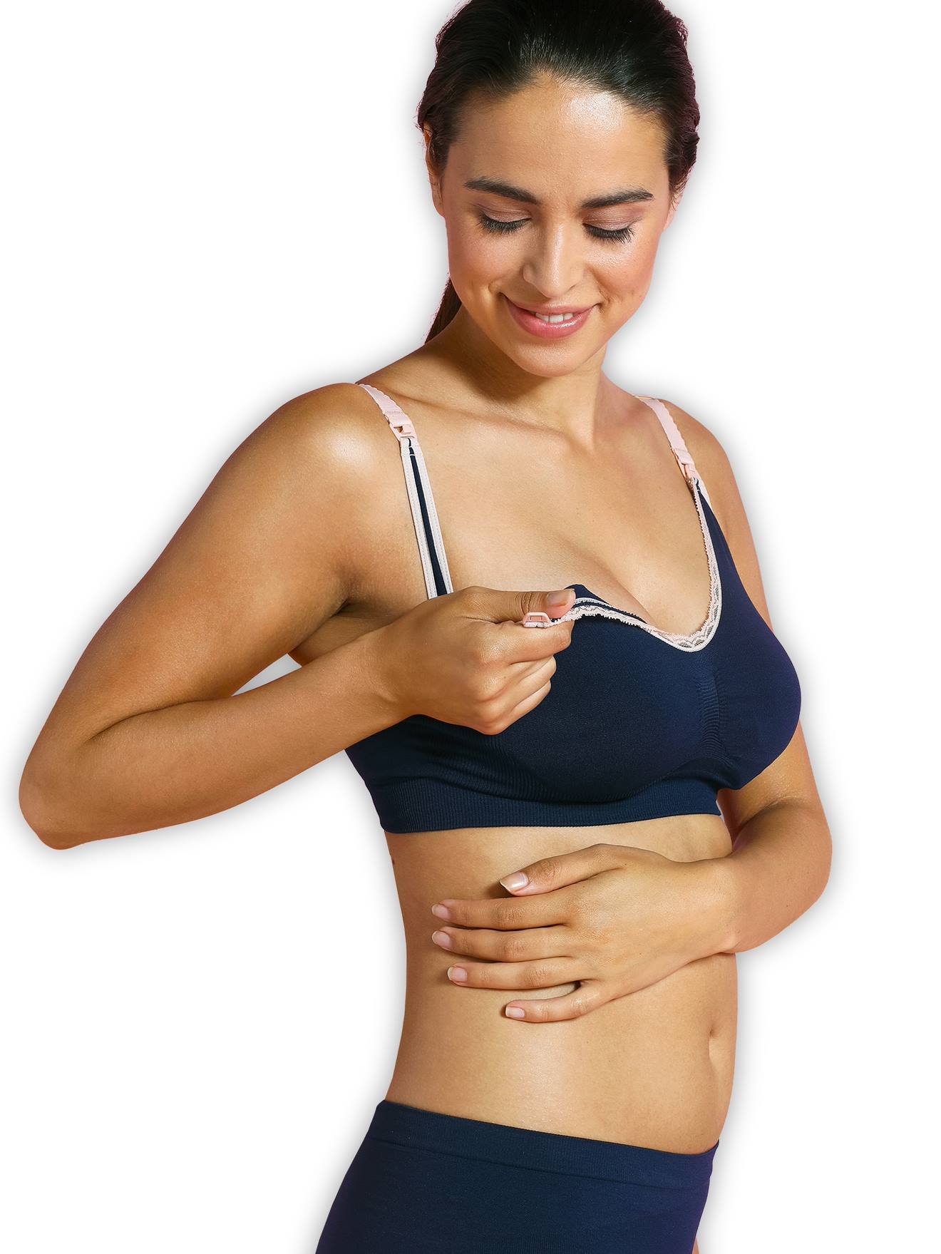 Soutien-gorge biologique grossesse et allaitement sans coutures CARRIWELL Original Deluxe marine
